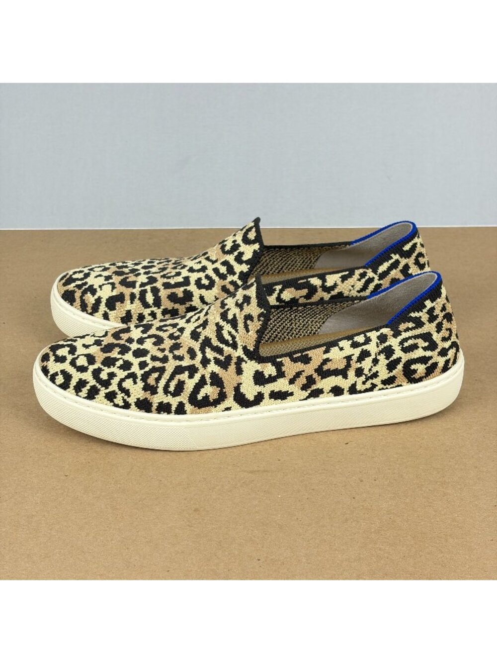 Rothy's The Sneaker Leopard Print Slip On Shoes Womens 9 Tan Black Casual